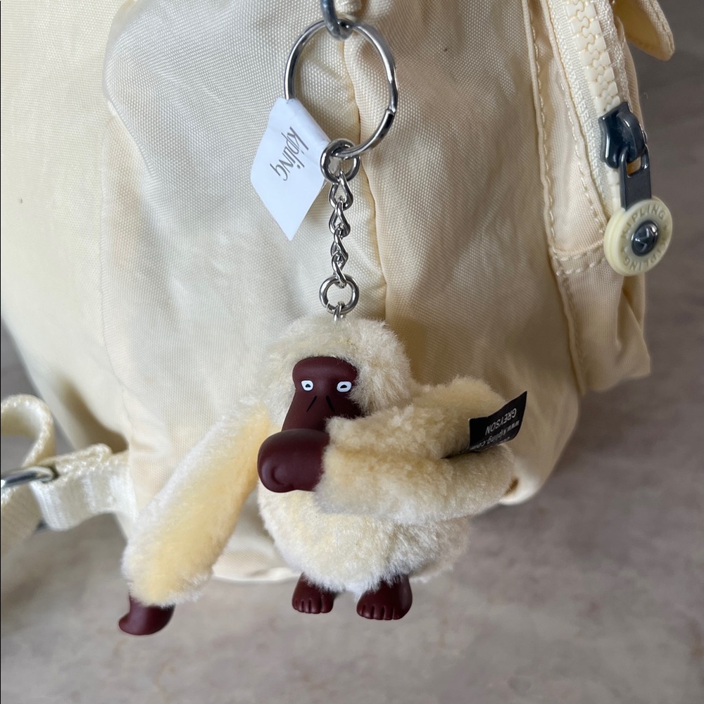 Kipling Cream Backpack With Monkey Keychain - image 3